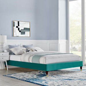 ModwayModway Harlow King Performance Velvet Platform Bed Frame MOD-6271 MOD-6271-TEA- BetterPatio.com