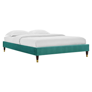 ModwayModway Harlow King Performance Velvet Platform Bed Frame MOD-6271 MOD-6271-TEA- BetterPatio.com