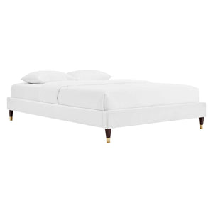 ModwayModway Harlow King Performance Velvet Platform Bed Frame MOD-6271 MOD-6271-WHI- BetterPatio.com