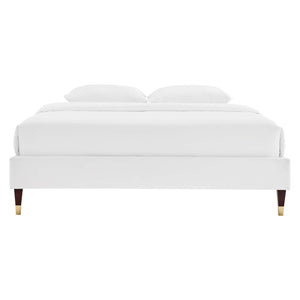 ModwayModway Harlow King Performance Velvet Platform Bed Frame MOD-6271 MOD-6271-WHI- BetterPatio.com