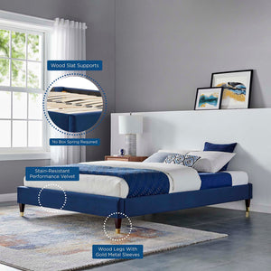 ModwayModway Harlow Queen Performance Velvet Platform Bed Frame MOD-6270 MOD-6270-NAV- BetterPatio.com