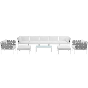 ModwayModway Harmony 10 Piece Outdoor Patio Aluminum Sectional Sofa Set EEI-2616 EEI-2616-WHI-WHI-SET- BetterPatio.com