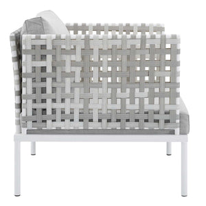 ModwayModway Harmony 3-Piece Sunbrella Basket Weave Outdoor Patio Aluminum Seating Set EEI-4684 EEI-4684-TAU-GRY-SET- BetterPatio.com