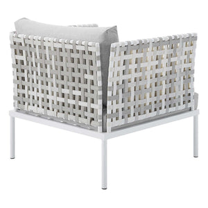 ModwayModway Harmony 3-Piece Sunbrella Basket Weave Outdoor Patio Aluminum Seating Set EEI-4684 EEI-4684-TAU-GRY-SET- BetterPatio.com