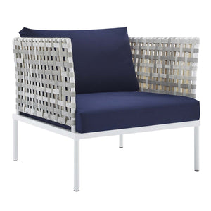 ModwayModway Harmony 3-Piece Sunbrella Basket Weave Outdoor Patio Aluminum Seating Set EEI-4684 EEI-4684-TAU-NAV-SET- BetterPatio.com