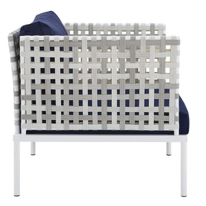 ModwayModway Harmony 3-Piece Sunbrella Basket Weave Outdoor Patio Aluminum Seating Set EEI-4684 EEI-4684-TAU-NAV-SET- BetterPatio.com