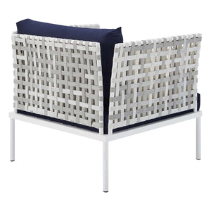 ModwayModway Harmony 3-Piece Sunbrella Basket Weave Outdoor Patio Aluminum Seating Set EEI-4684 EEI-4684-TAU-NAV-SET- BetterPatio.com