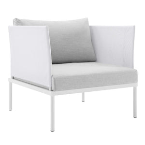 ModwayModway Harmony 3-Piece Sunbrella Outdoor Patio Aluminum Seating Set EEI-4686 EEI-4686-WHI-GRY-SET- BetterPatio.com