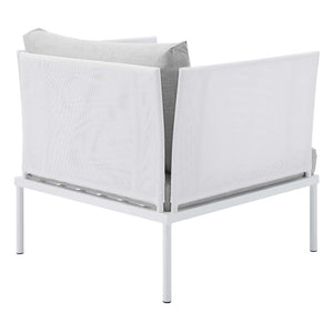 ModwayModway Harmony 3-Piece Sunbrella Outdoor Patio Aluminum Seating Set EEI-4686 EEI-4686-WHI-GRY-SET- BetterPatio.com