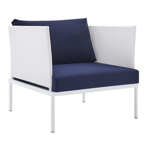 ModwayModway Harmony 3-Piece Sunbrella Outdoor Patio Aluminum Seating Set EEI-4686 EEI-4686-WHI-NAV-SET- BetterPatio.com