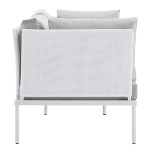 ModwayModway Harmony 4-Piece Sunbrella Outdoor Patio Aluminum Seating Set EEI-4690 EEI-4690-WHI-GRY-SET- BetterPatio.com