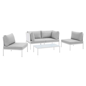 ModwayModway Harmony 4-Piece Sunbrella Outdoor Patio Aluminum Seating Set EEI-4690 EEI-4690-WHI-GRY-SET- BetterPatio.com