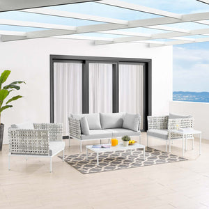 ModwayModway Harmony 5-Piece Sunbrella Basket Weave Outdoor Patio Aluminum Seating Set EEI-4692 EEI-4692-TAU-GRY-SET- BetterPatio.com