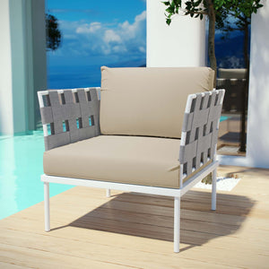 ModwayModway Harmony Outdoor Patio Aluminum Armchair EEI-2602 EEI-2602-WHI-BEI- BetterPatio.com