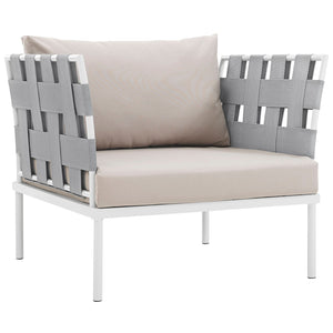 ModwayModway Harmony Outdoor Patio Aluminum Armchair EEI-2602 EEI-2602-WHI-BEI- BetterPatio.com