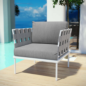 ModwayModway Harmony Outdoor Patio Aluminum Armchair EEI-2602 EEI-2602-WHI-GRY- BetterPatio.com