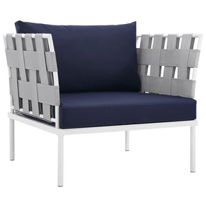 ModwayModway Harmony Outdoor Patio Aluminum Armchair EEI-2602 EEI-2602-WHI-NAV- BetterPatio.com