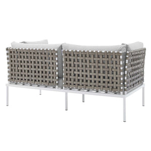 ModwayModway Harmony Sunbrella Basket Weave Outdoor Patio Aluminum Loveseat EEI-4962 EEI-4962-TAN-GRY- BetterPatio.com