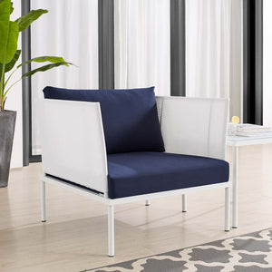 ModwayModway Harmony Sunbrella Outdoor Patio Aluminum Armchair EEI-4955 EEI-4955-WHI-NAV- BetterPatio.com