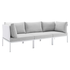 ModwayModway Harmony Sunbrella Outdoor Patio Aluminum Sofa EEI-4967 EEI-4967-WHI-GRY- BetterPatio.com