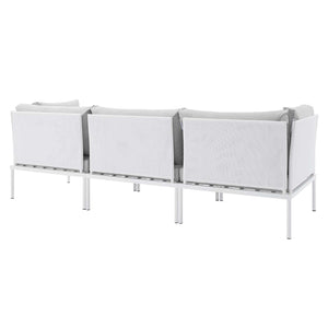 ModwayModway Harmony Sunbrella Outdoor Patio Aluminum Sofa EEI-4967 EEI-4967-WHI-GRY- BetterPatio.com