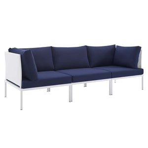 ModwayModway Harmony Sunbrella Outdoor Patio Aluminum Sofa EEI-4967 EEI-4967-WHI-NAV- BetterPatio.com