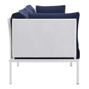 ModwayModway Harmony Sunbrella Outdoor Patio Aluminum Sofa EEI-4967 EEI-4967-WHI-NAV- BetterPatio.com