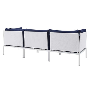 ModwayModway Harmony Sunbrella Outdoor Patio Aluminum Sofa EEI-4967 EEI-4967-WHI-NAV- BetterPatio.com