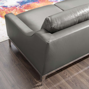 ModwayModway Harness 64" Stainless Steel Base Leather Loveseat EEI-3445 EEI-3445-GRY- BetterPatio.com