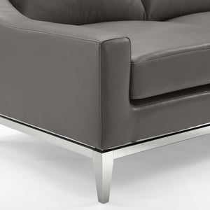 ModwayModway Harness 64" Stainless Steel Base Leather Loveseat EEI-3445 EEI-3445-GRY- BetterPatio.com