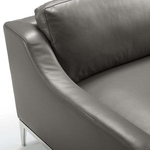 ModwayModway Harness 64" Stainless Steel Base Leather Loveseat EEI-3445 EEI-3445-GRY- BetterPatio.com