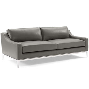 ModwayModway Harness 83.5" Stainless Steel Base Leather Sofa EEI-3444 EEI-3444-GRY- BetterPatio.com