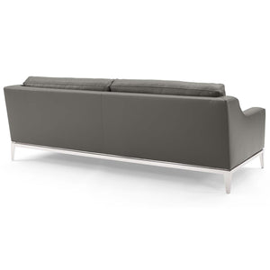 ModwayModway Harness 83.5" Stainless Steel Base Leather Sofa EEI-3444 EEI-3444-GRY- BetterPatio.com