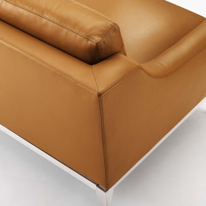 ModwayModway Harness 83.5" Stainless Steel Base Leather Sofa EEI-3444 EEI-3444-TAN- BetterPatio.com