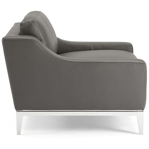 ModwayModway Harness Stainless Steel Base Leather Armchair EEI-3446 EEI-3446-GRY- BetterPatio.com