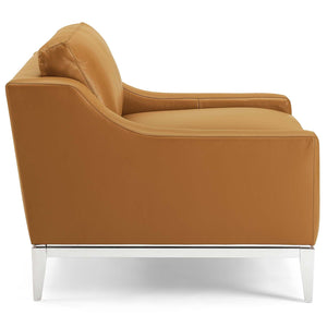 ModwayModway Harness Stainless Steel Base Leather Armchair EEI-3446 EEI-3446-TAN- BetterPatio.com