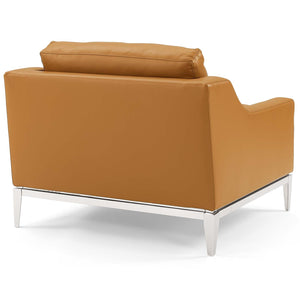 ModwayModway Harness Stainless Steel Base Leather Armchair EEI-3446 EEI-3446-TAN- BetterPatio.com