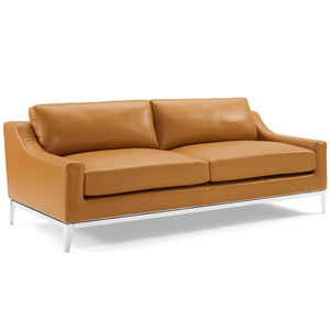 ModwayModway Harness Stainless Steel Base Leather Sofa and Loveseat Set EEI-4196 EEI-4196-TAN-SET- BetterPatio.com