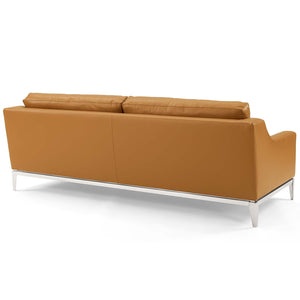 ModwayModway Harness Stainless Steel Base Leather Sofa and Loveseat Set EEI-4196 EEI-4196-TAN-SET- BetterPatio.com