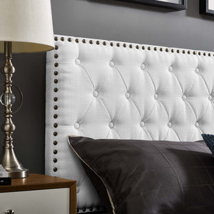 ModwayModway Helena Tufted King and California King Upholstered Linen Fabric Headboard MOD-5861 MOD-5861-WHI- BetterPatio.com