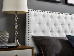 ModwayModway Helena Tufted Twin Upholstered Linen Fabric Headboard MOD-5858 MOD-5858-WHI- BetterPatio.com