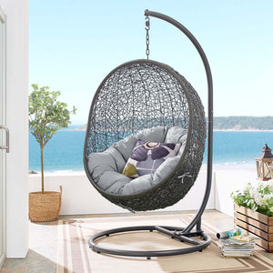 ModwayModway Hide Outdoor Patio Sunbrella Swing Chair With Stand EEI-3929 EEI-3929-GRY-GRY- BetterPatio.com