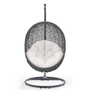 ModwayModway Hide Outdoor Patio Sunbrella Swing Chair With Stand EEI-3929 EEI-3929-GRY-WHI- BetterPatio.com