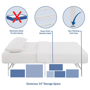 ModwayModway Horizon Full Stainless Steel Bed Frame MOD-5428 MOD-5428-WHI- BetterPatio.com