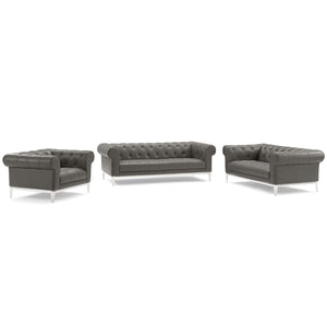 ModwayModway Idyll 3 Piece Upholstered Leather Set EEI-4190 EEI-4190-GRY-SET- BetterPatio.com