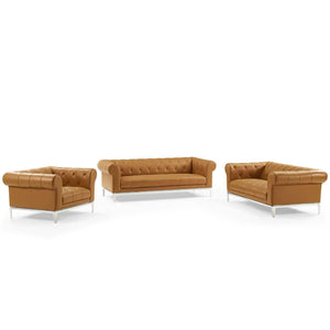 ModwayModway Idyll 3 Piece Upholstered Leather Set EEI-4190 EEI-4190-TAN-SET- BetterPatio.com