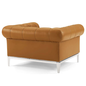 ModwayModway Idyll Tufted Button Upholstered Leather Chesterfield Armchair EEI-3443 EEI-3443-TAN- BetterPatio.com
