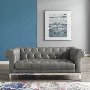 ModwayModway Idyll Tufted Button Upholstered Leather Chesterfield Loveseat EEI-3442 EEI-3442-GRY- BetterPatio.com