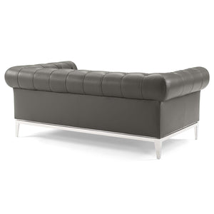 ModwayModway Idyll Tufted Button Upholstered Leather Chesterfield Loveseat EEI-3442 EEI-3442-GRY- BetterPatio.com