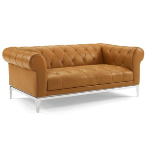 ModwayModway Idyll Tufted Button Upholstered Leather Chesterfield Loveseat EEI-3442 EEI-3442-TAN- BetterPatio.com